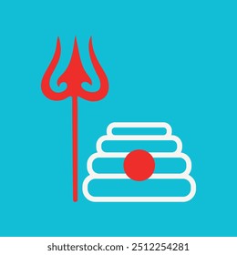 Happy maha shivratri and navaratri greeting with lord shiva trishul background flat design banner poster card illustrations