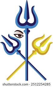 Happy maha shivratri and navaratri greeting with lord shiva trishul background flat design banner poster card illustrations