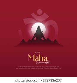 Happy Maha Shivratri Post und Kreativ. Hindu Festival Maha Shivratri Banner und Hintergrund mit Text und Lord Shiva Vektorgrafik