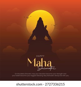 Happy Maha Shivratri Post und Kreativ. Hindu Festival Maha Shivratri Banner und Hintergrund mit Text und Lord Shiva Vektorgrafik