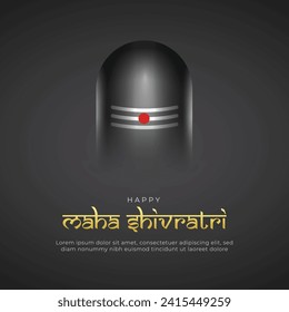 Happy Maha Shivratri Post and Greeting Card Design. Indian Festival Maha Shivratri Celebration of Lord Shiva with Shivling and Trishul in Dark Black Background Vector Illustration