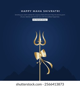 Happy Maha Shivratri Post and Greeting Card Design. Celebrating Hindu Festival of Lord Shiva With Text Vector Illustration