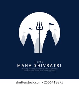 Happy Maha Shivratri Post and Greeting Card Design. Celebrating Hindu Festival of Lord Shiva Vector Illustration