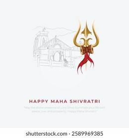 Happy Maha Shivratri Post and Greeting Card Design. Celebrating Hindu Festival of Lord Shiva With Text Vector Illustration.