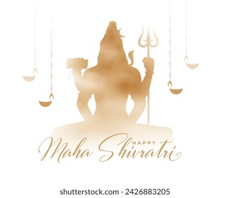 happy maha shivratri religious card with lord shiva silhouette vector  (Translation of Maha Shivratri is The Great Night of Lord Shiva)