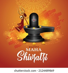 feliz maha Shivratri con shiv ling, un festival hindú celebrado de la noche de lord shiva, caligrafía inglesa. diseño de ilustración vectorial	