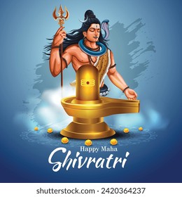 happy maha Shivratri with shiv ling, a Hindu festival celebrated of lord shiva night, english calligraphy. abstract vector illustration design	