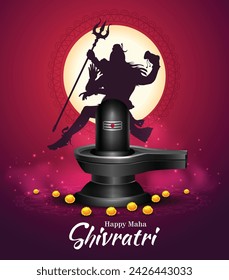 happy maha Shivratri with shiv ling, a Hindu festival celebrated of lord shiva night, english calligraphy. abstract vector illustration design	