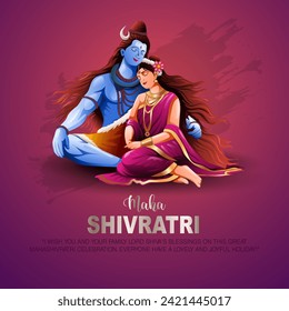 feliz maha Shivratri con Shiva parvati devi, un festival hindú celebrado de la noche de lord shiva, caligrafía inglesa. diseño de ilustración de vector abstracto	
