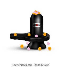 Happy Maha shivratri Shivling illustration, shiva lingam. Lord shiva shivling indian god woship with trishul vector illustration temple god