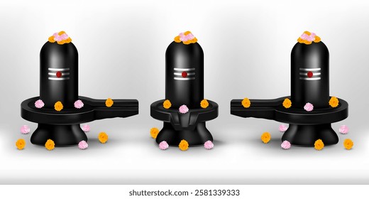 Happy Maha shivratri Shivling illustration, shiva lingam. Lord shiva shivling indian god woship with trishul vector illustration temple god