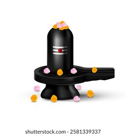 Happy Maha shivratri Shivling illustration, shiva lingam. Lord shiva shivling indian god woship with trishul vector illustration temple god