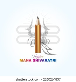 Happy Maha Shivratri text with Lord Shiva worship concept. Indian hindu festival.