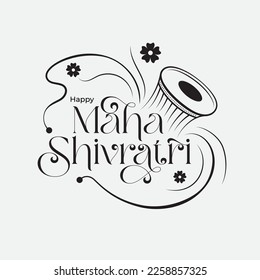 Happy Maha Shivratri Text Typographic Sticker Design Template