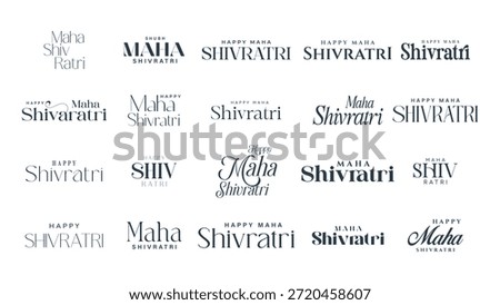 Happy Maha Shivratri Text Typographic Design Template. Maha Shivratri, Shivratri Logo calligraphy, Indian god symbol.