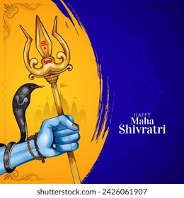 Happy Maha Shivratri traditional Indian lord Shiva worship festival card vector