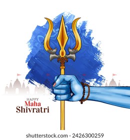 Happy Maha Shivratri traditional Indian festival card with trishul vector