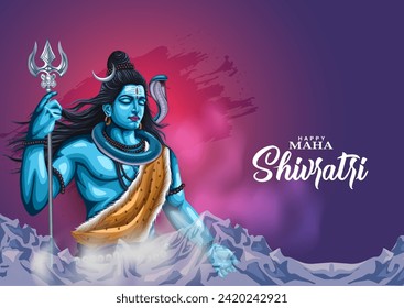 fröhliche maha Shivratri mit trisulam, ein Hindu-Festival gefeiert von lord shiva Nacht, englische Kalligraphie. abstraktes Vektorgrafik-Design	