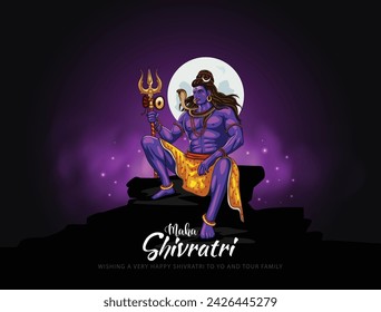 happy maha Shivratri with trisulam, a Hindu festival celebrated of lord shiva night, english calligraphy. abstract vector illustration design	