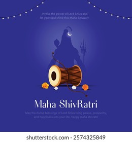 happy maha Shivratri with trisulam, a Hindu festival celebrated of lord shiva night, english calligraphy. abstract vector illustration design