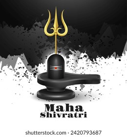 happy maha shivratri wishes background with shivling design vector