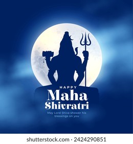 happy maha shivratri wishes background with lord shiva silhouette vector (Translation of Maha Shivratri is The Great Night of Lord Shiva)

