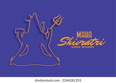 happy maha shivratri wishes card with line style lord shiva vector 