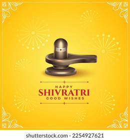 happy maha shivratri wishes card with realistic shiv lingam vector 