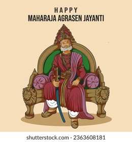 Happy Maharaja Agrasen Jayanti poster, banner, vector illustration