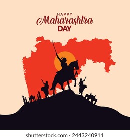 happy Maharashtra Day with Maharashtra map. abstract vector illustration day