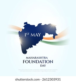 Happy Maharashtra Day with Maharashtra map vector. 1st May Maharashtra foundation day vector illustration.