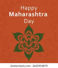 Happy Maharashtra Day Vector Greeting Card - State Symbols, Gateway of India and Warli Art Illustrations