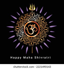 Happy mahashivratri greeting design with mandala art