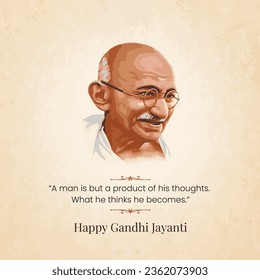 Feliz Mahatma Gandhi Jayanti, ilustración del 2 de octubre