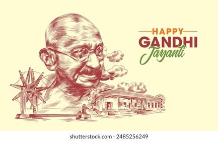 Happy Mahatma Gandhi Jayanti, 2nd October illustration.