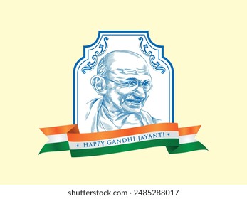 Happy Mahatma Gandhi Jayanti, 2nd October illustration.