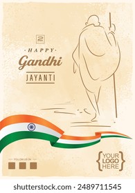 Happy Mahatma Gandhi Jayanti, 2nd October illustration.