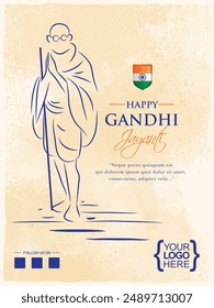 Happy Mahatma Gandhi Jayanti, 2nd October illustration.