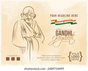 Happy Mahatma Gandhi Jayanti, 2nd October illustration.