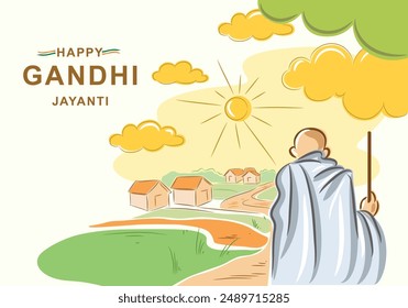 Happy Mahatma Gandhi Jayanti, 2nd October illustration.