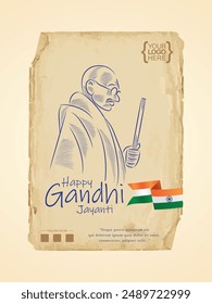 Happy Mahatma Gandhi Jayanti, 2nd October illustration.