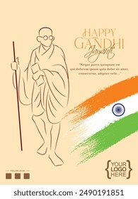 Happy Mahatma Gandhi Jayanti, 2nd October illustration.