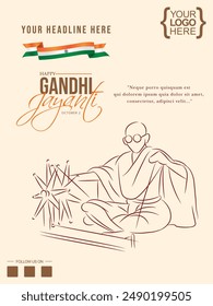 Happy Mahatma Gandhi Jayanti, 2nd October illustration.