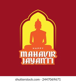 Happy Mahavir Jayanti Festival Typographic Vector Background Design Template