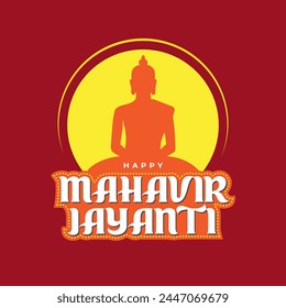 Happy Mahavir Jayanti Festival Typographic Vector Background Design Template