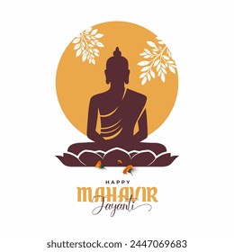 Happy Mahavir Jayanti Festival Vector Background Design Template