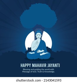 Happy Mahavir Jayanti graphic banner template in simple and modern illustrative style.