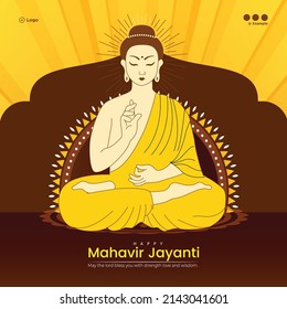 Happy Mahavir Jayanti graphic banner template in simple and modern illustrative style.