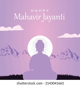 Happy Mahavir Jayanti graphic banner template in simple and modern illustrative style.