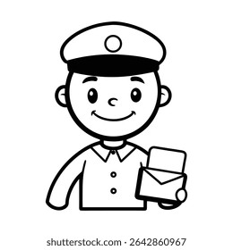 Ícone de vetor de estilo de desenhos animados Happy Mailman  
